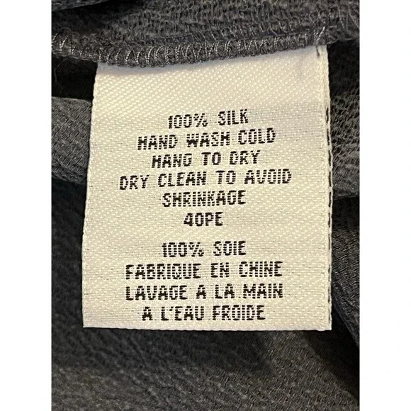 Vintage EILEEN FISHER Dark Blue 100% Silk Open Front Button Cardigan Casual MED - Picture 7 of 7